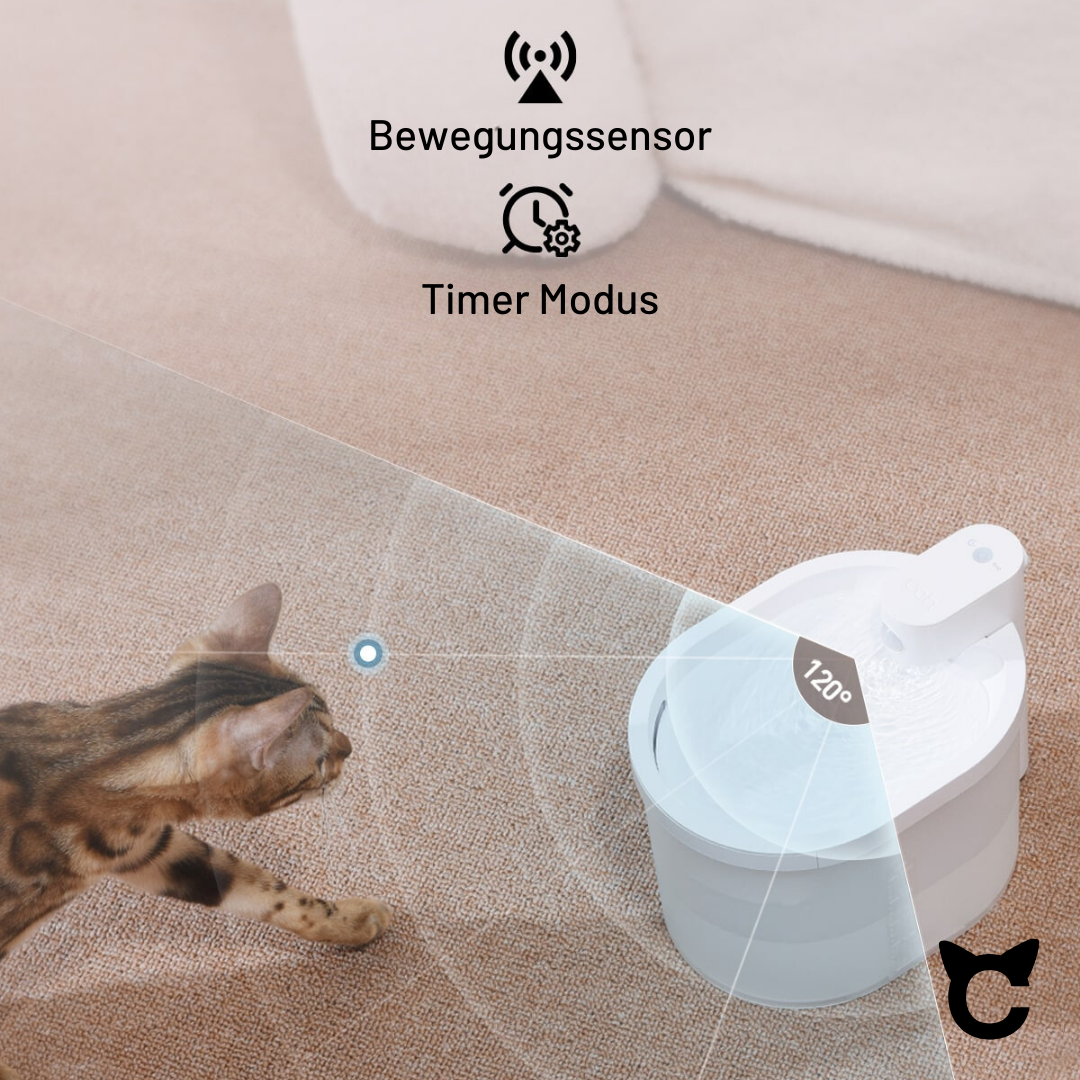 Kabelloser Katzenbrunnen Catzyfied mit Bewegungssensor und Timer Modus