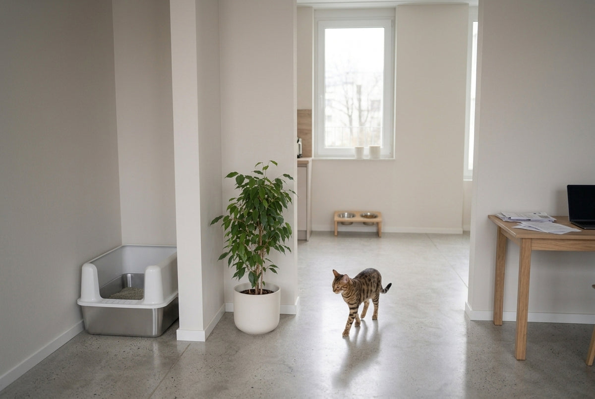 Catzyfied Katzentoilette in einer ruhigen Nische mit Abstand zur Futterstelle